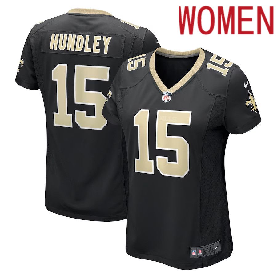 Women New Orleans Saints #15 Brett Hundley Nike Black Game Player NFL Jersey->women nfl jersey->Women Jersey